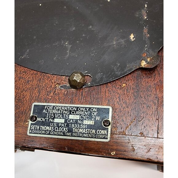 Vintage Seth Thomas Wood Mantel Clock With Brass Accents - Picture 16 of 16